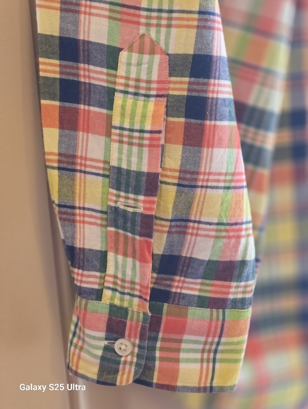 Vintage 90s Polo Ralph Lauren Blake Madras Plaid Cotton Shirt Large EUC - Picture 7 of 17
